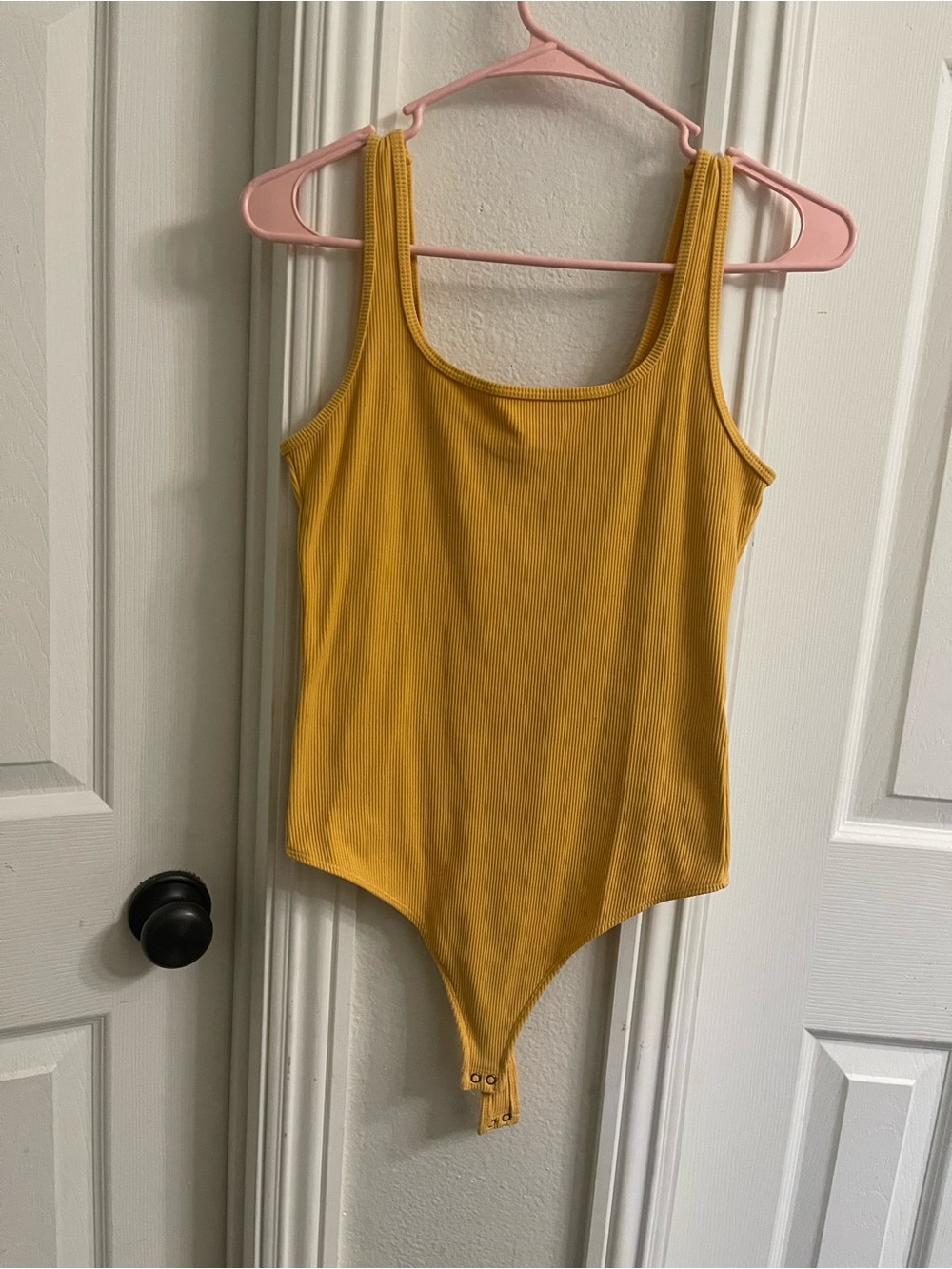 Abercrombie & Fitch Mustard Ribbed Scoop Neck Bodysuit
